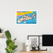 Farbige Retro Nova Scotia Karte drucken Poster (Heimbüro)