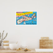 Farbige Retro Nova Scotia Karte drucken Poster (Küche)