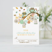 Farbige Retro-Owls Hochzeit im Herbst RSVP-Karte RSVP Karte (Stehend Vorderseite)