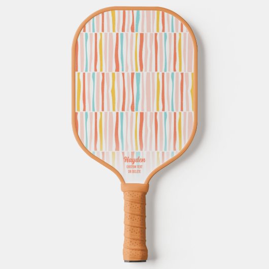 Farbige Retro-Pastellstreifen, Personalisiert Pickleball Schläger (Vorderseite)