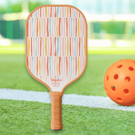 Farbige Retro-Pastellstreifen, Personalisiert Pickleball Schläger