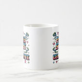 Farbige Retro Pixel Press Start Gamer Feier Kaffeetasse (Mittel)