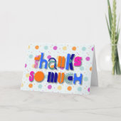 Farbige Retro-Pop "Danke so viel" Typografie Dankeskarte (Vorderseite)