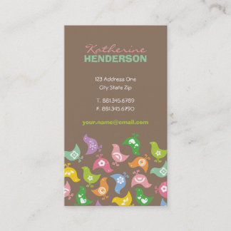 Farbige Retro Rainbow Chicks Muster Whimsisch Visitenkarte