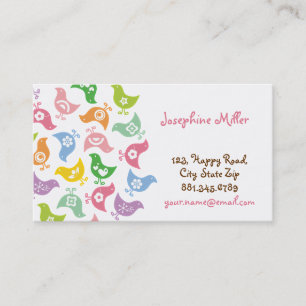Farbige Retro Rainbow Chicks Muster Whimsisch Visitenkarte