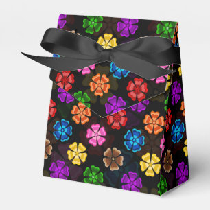 Farbige Retro-Regenbogen-Blumen-Design Schwarz Geschenkschachtel