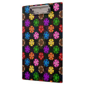 Farbige Retro-Regenbogen-Blumen-Design Schwarz Klemmbrett (Links)