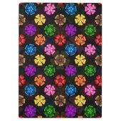 Farbige Retro-Regenbogen-Blumen-Design Schwarz Klemmbrett (Rückseite)
