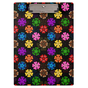 Farbige Retro-Regenbogen-Blumen-Design Schwarz Klemmbrett