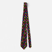 Farbige Retro-Regenbogen-Blumen-Design Schwarz Krawatte (Vorderseite)
