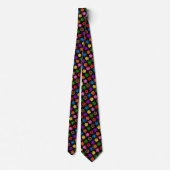 Farbige Retro-Regenbogen-Blumen-Design Schwarz Krawatte (Rückseite)