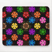 Farbige Retro-Regenbogen-Blumen-Design Schwarz Mousepad (Vorne)