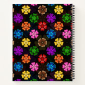 Farbige Retro-Regenbogen-Blumen-Design Schwarz Notizblock (Rückseite)