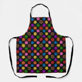 Farbige Retro-Regenbogen-Blumen-Design Schwarz Schürze (Vorderseite)