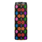 Farbige Retro-Regenbogen-Blumen-Design Schwarz  Thermosbecher (Rückseite)