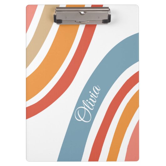 Farbige Retro-Regenbogen-Design Klemmbrett (Vorderseite)
