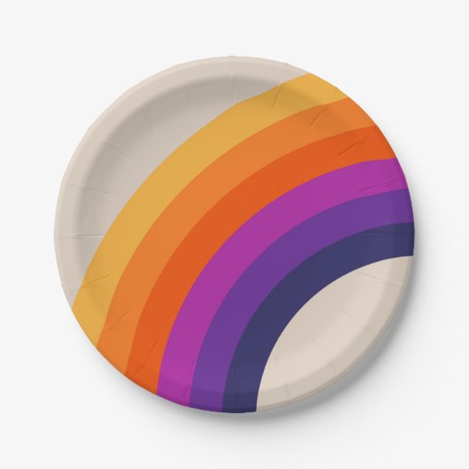 Farbige Retro-Regenbogenkunst Pappteller (Vorderseite)