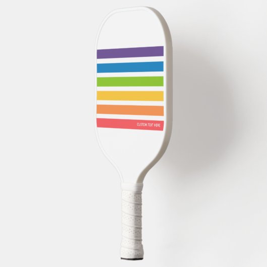 Farbige Retro-Regenbogenstreifen Personalisierter Pickleball Schläger (Links)