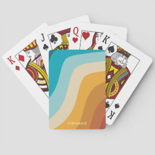 Farbige Retro-Regenbogenwellen Personalisiert Spielkarten