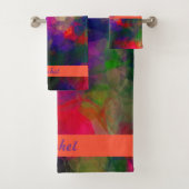 Farbige Retro Rosa Rot und Grün Badhandtuch Set (Insitu)