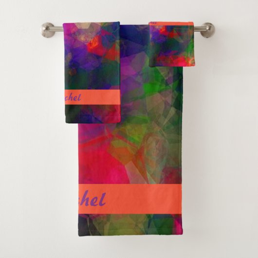 Farbige Retro Rosa Rot und Grün Badhandtuch Set (Insitu)