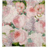 Farbige Retro-Rose Lilacs Blume Frühjahrsmuster Duschvorhang (Vorderseite)