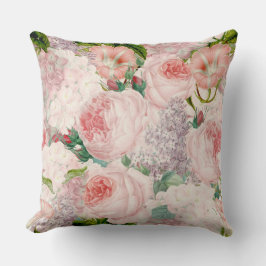 Farbige Retro-Rose Lilacs Blume Frühjahrsmuster Kissen