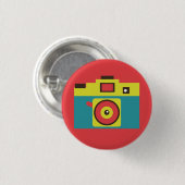 Farbige Retro Sofortbildkamera (Blau) Flair Button (Vorne & Hinten)