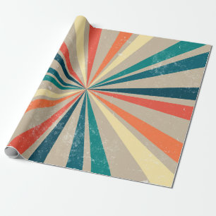 Farbige Retro-Sonnenstrahlen  Geschenkpapier