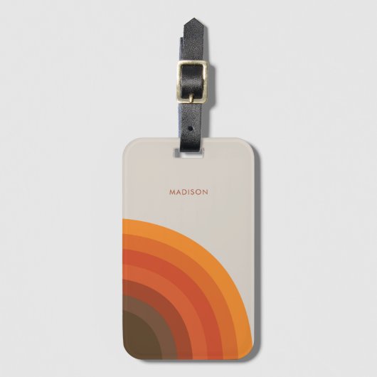 Farbige Retro Streifen 70er 80er Golden Brown Oran Gepäckanhänger (Vorderseite Vertikal)