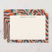 Farbige Retro Streifen Border Personalisiert Name Mitteilungskarte (Vorne/Hinten)