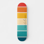 Farbige Retro-Streifen Name Skateboard (Vorne)