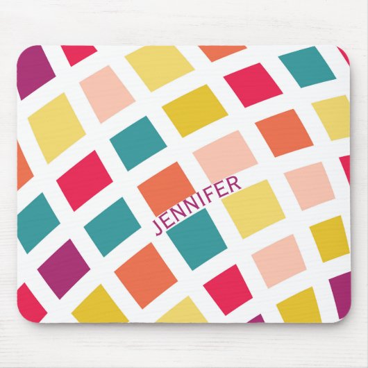 Farbige Retro-Style-Quadrate-Design Mousepad (Vorne)