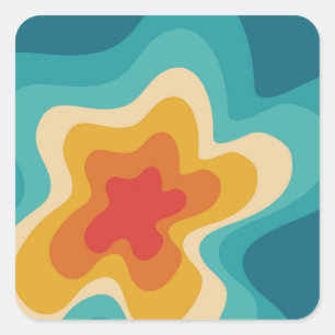 Farbige Retro-Swirbel-Design Quadratischer Aufkleber