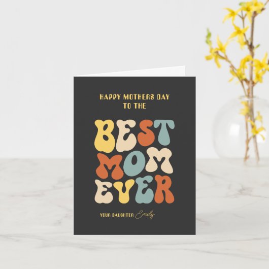 Farbige Retro-Typografie auf dunkelgrau Karte (Gelbe Blume)