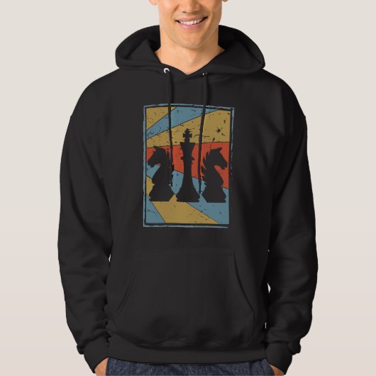 Farbige Retro-Vintage Schachfiguren Hoodie (Vorderseite)