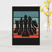 Farbige Retro-Vintage Schachfiguren Karte (Gelbe Blume)