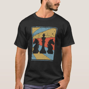 Farbige Retro-Vintage Schachfiguren T-Shirt