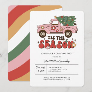 Farbige Retro-Weihnachtsfeier Groovy  Einladung