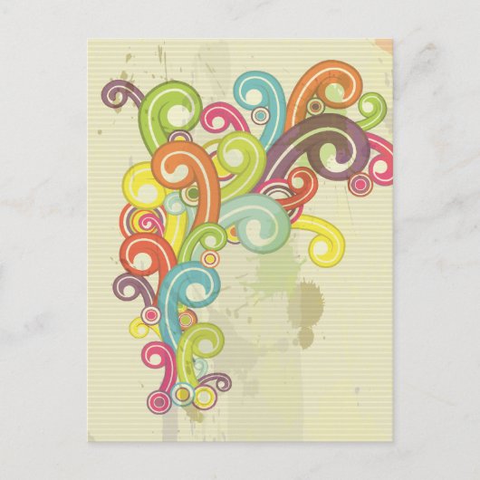 Farbige Retro-Wirbel mit Regenbogenfarbe Postkarte (Vorderseite)