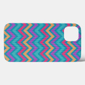 Farbige Retro Zickzack Blue Pink Orange Lila Case-Mate iPhone Hülle (Rückseite (Horizontal))
