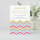 Farbige Retro-Zickzack Muster-Empfang-Karte Begleitkarte (Stehend Vorderseite)
