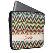 Farbige Retro-Zickzack Muster Monogramm Laptopschutzhülle (Vorne Rechts)