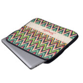 Farbige Retro-Zickzack Muster Monogramm Laptopschutzhülle (Vorne Knopf)