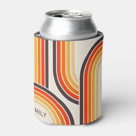 Farbige Retrobögen und -linien Dosenkühler (Kanne Vorderseite)