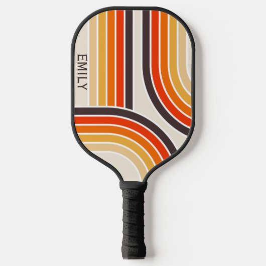 Farbige Retrobögen und -linien Pickleball Schläger (Vorderseite)