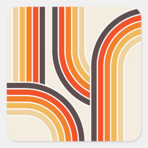 Farbige Retrobögen und -linien Quadratischer Aufkleber