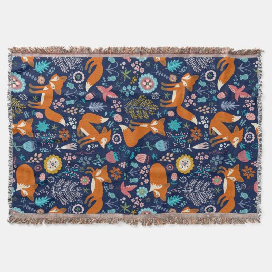 Farbige Retrofüchse und Blume Decke (Vorderseite)