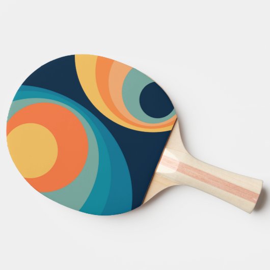 Farbige Retrokreise Tischtennis Schläger (Seitenansicht)
