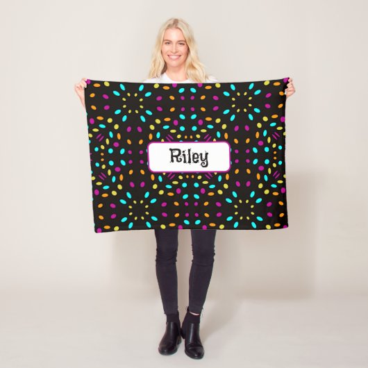 Farbige Retropunkte 80er inspiriert schwarz Fleecedecke (Beispiel)